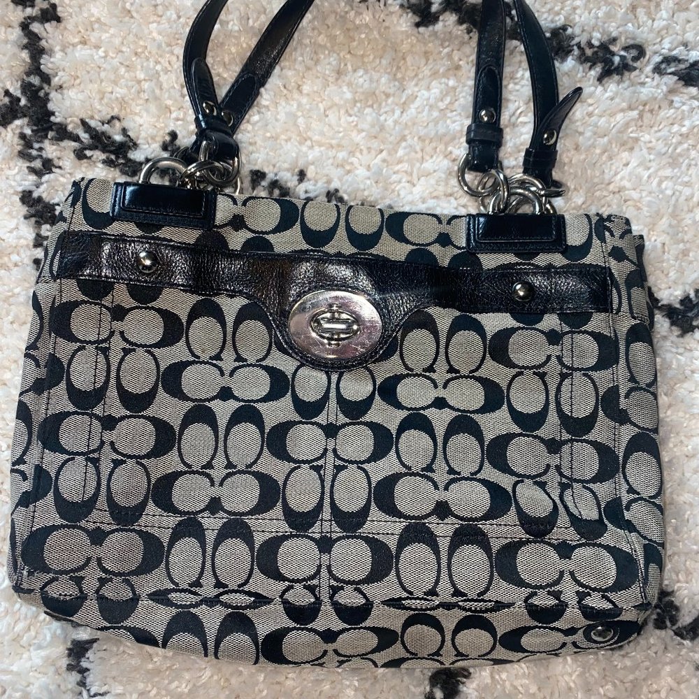 Coach Black/ Gray Canvas Shoulder Bag
